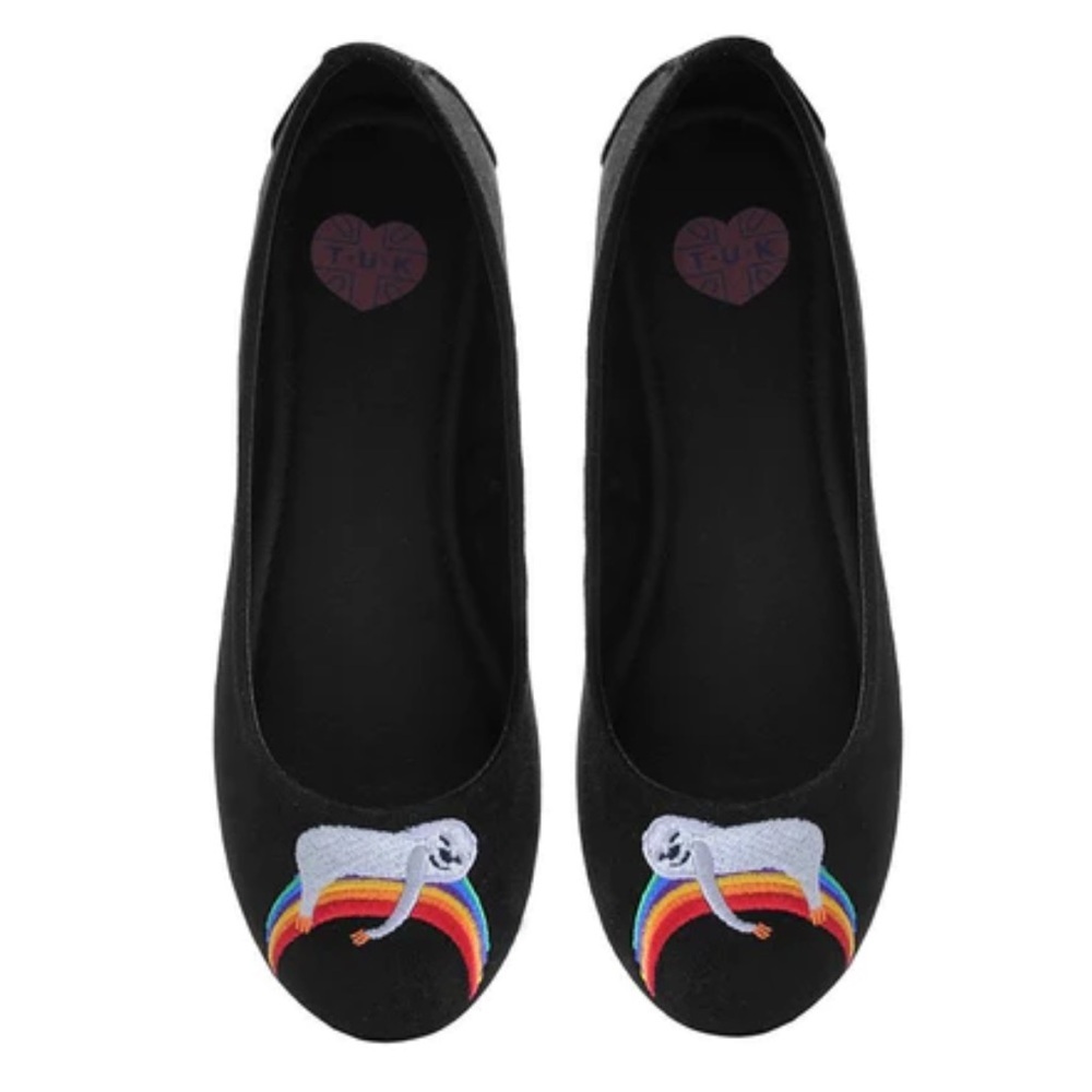 TUK Footwear Womens Adorable Cute Sloth Rainbow Ballet Flats Size 7